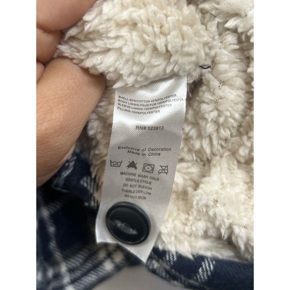 Jachs New‎ York Men's Navy Plaid Sherpa Lined Brushed Flannel Shirt Jacket XL - Picture 10 of 12